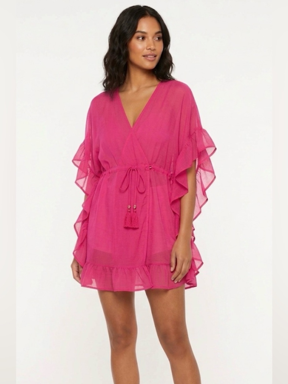 Club Z Collection Sheer Ruffled Coverup